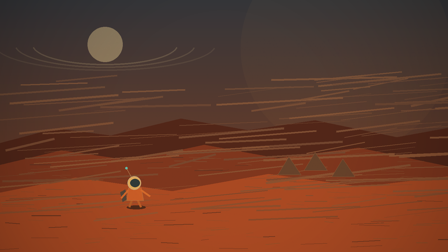 The Invincible illustrated playthrough panel: Gentle-route exploration gives way to sandstorm blackout and the ringed moon visual memory.